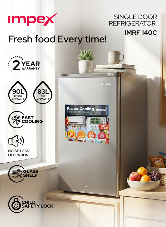 Impex 90L Single Door Refrigerator (IMRF140C) ثلاجة