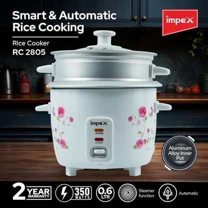 Impex Electric Rice Cooker 0.6 Ltr (RC 2805) قدر طبخ الأرز الكهربائي من إمبكس بسعة 0.6 لتر (RC 2805)