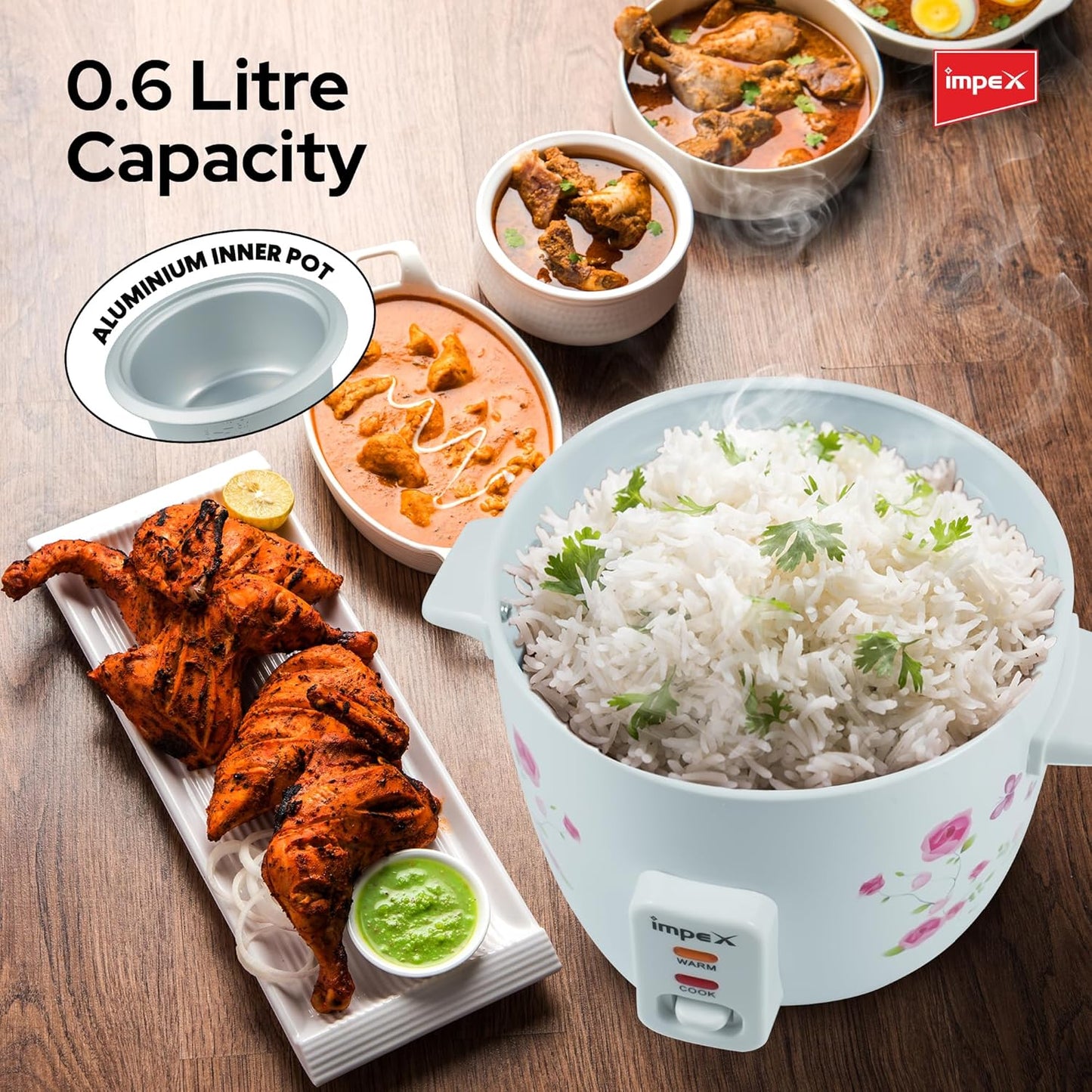 Impex Electric Rice Cooker 0.6 Ltr (RC 2805) قدر طبخ الأرز الكهربائي من إمبكس بسعة 0.6 لتر (RC 2805)