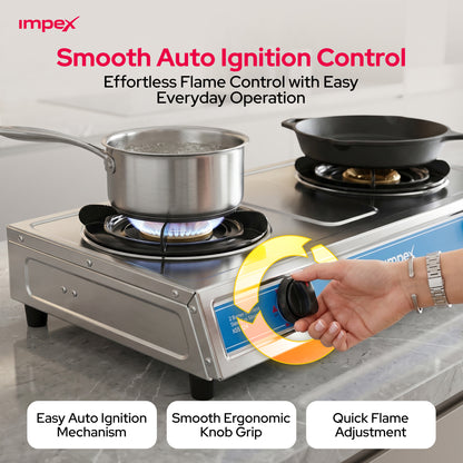Impex 2Br SS LP Gas Stove IGS 124 موقد غاز