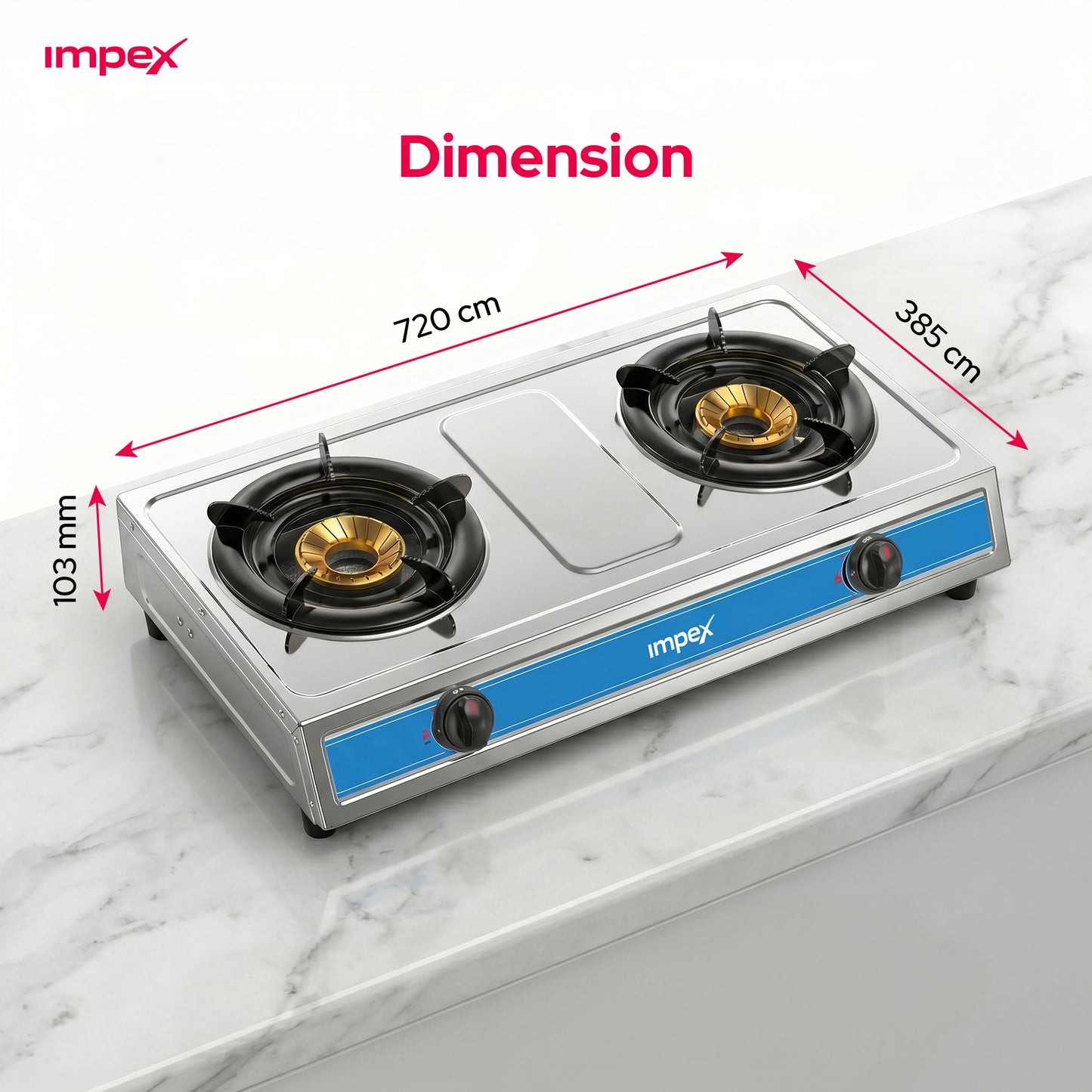 Impex 2Br SS LP Gas Stove IGS 124 موقد غاز