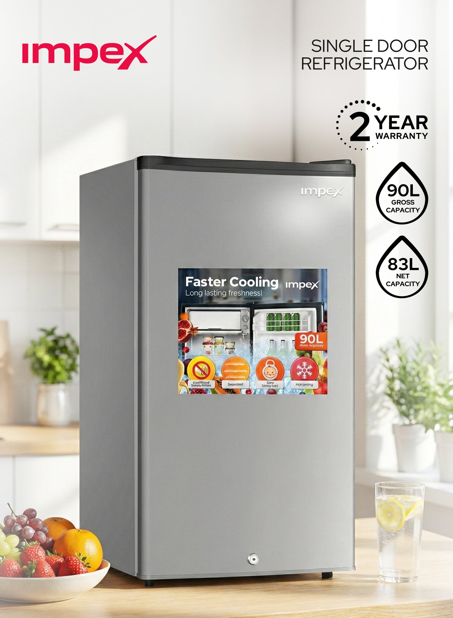 Impex 90L Single Door Refrigerator (IMRF140C) ثلاجة