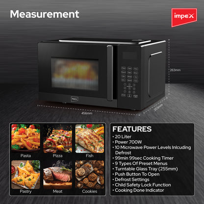 Impex 20Ltr Digital Microwave Oven 700W (MO8101DB) فرن المايكرويف
