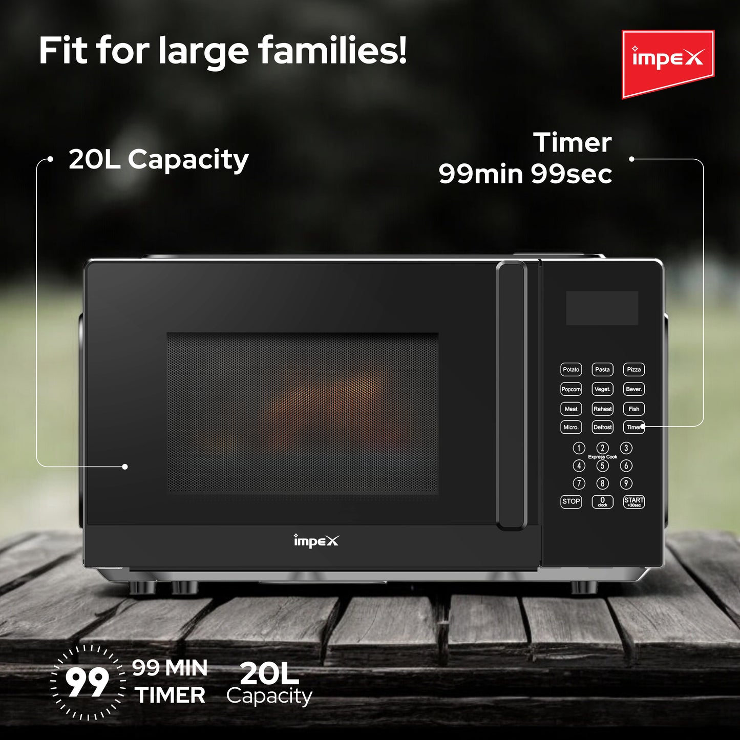Impex 20Ltr Digital Microwave Oven 700W (MO8101DB) فرن المايكرويف