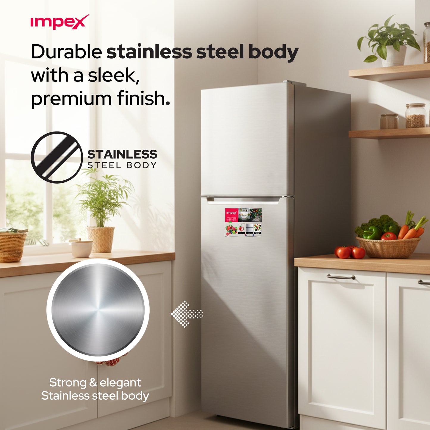 Impex 270L No Frost Inverter Refrigerator (IRF250S) ثلاجة