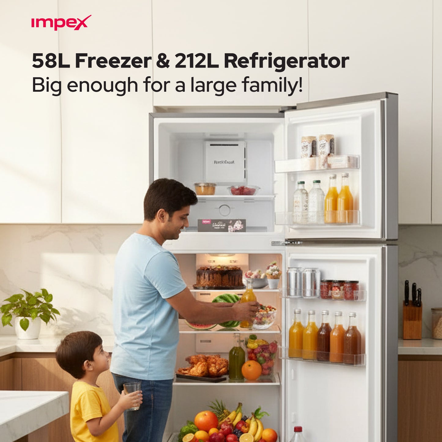 Impex 270L No Frost Inverter Refrigerator (IRF250S) ثلاجة
