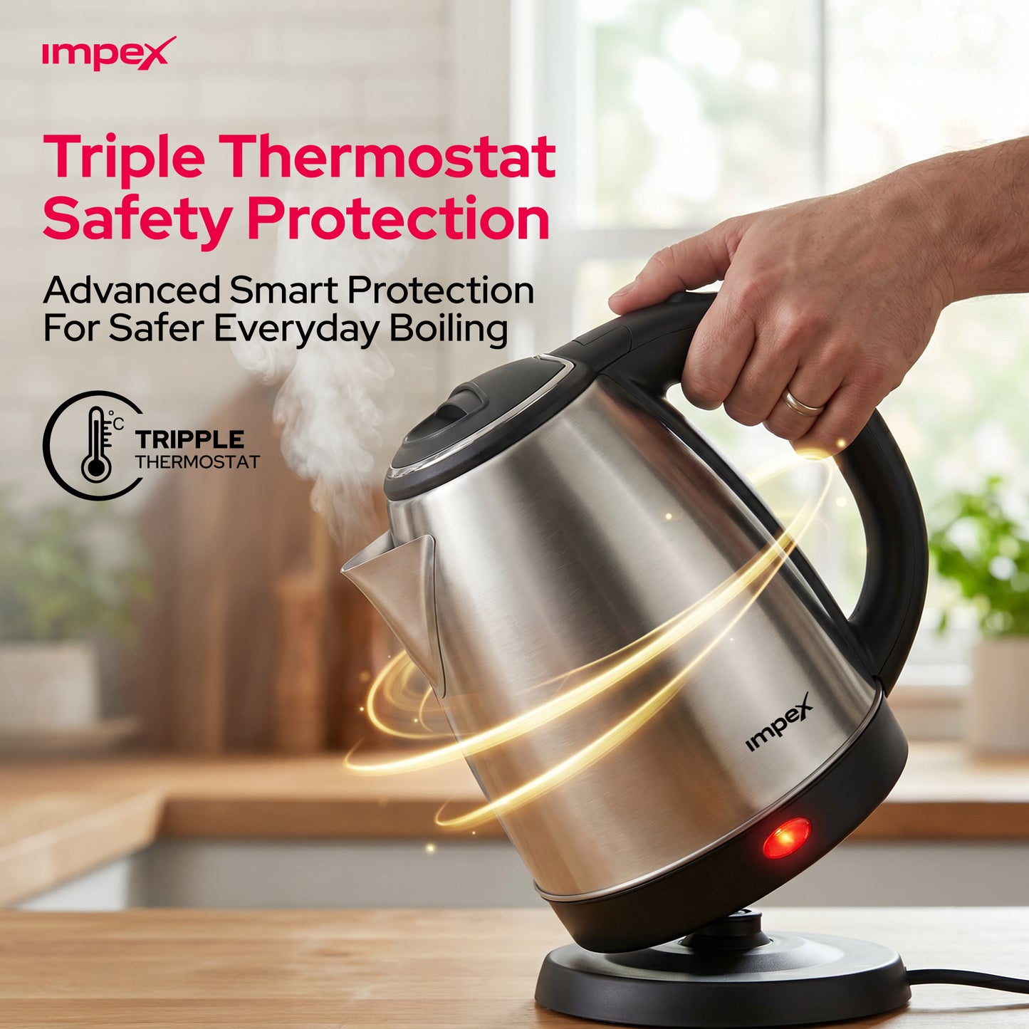 Impex Electric Kettle 1.8 ltr SS Steamer 1803 غلاية كهربائية