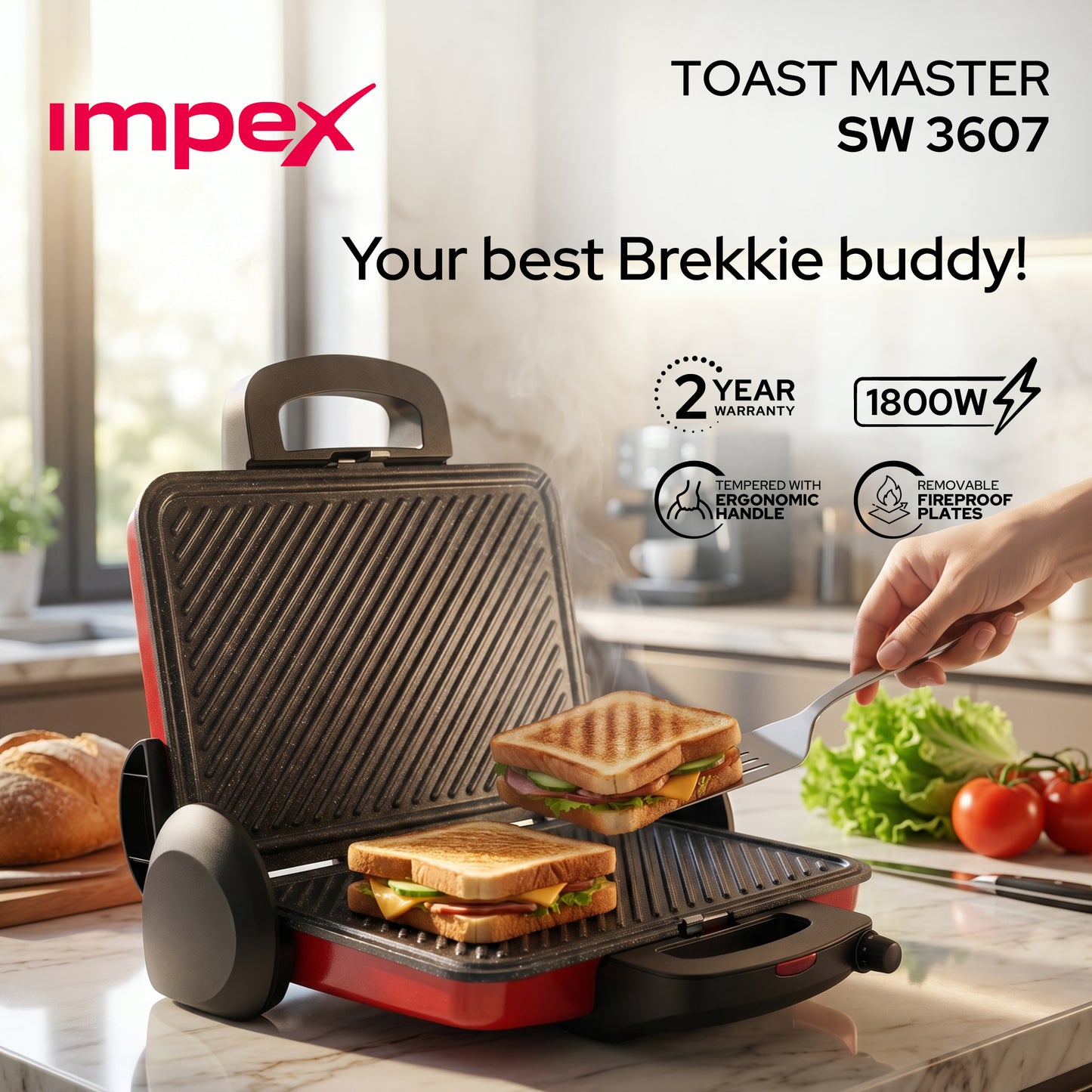 Impex 4 Slice Toast Master 1800W Turkey (SW 3607) جهاز محمص خبز